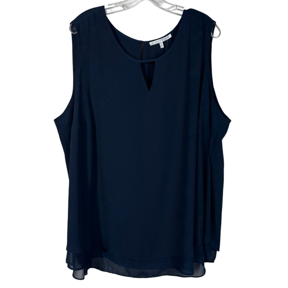 Violet & Claire Navy Blue Sleeveless Lightweight Plus Size Top NWT 3X Office - Picture 1 of 6
